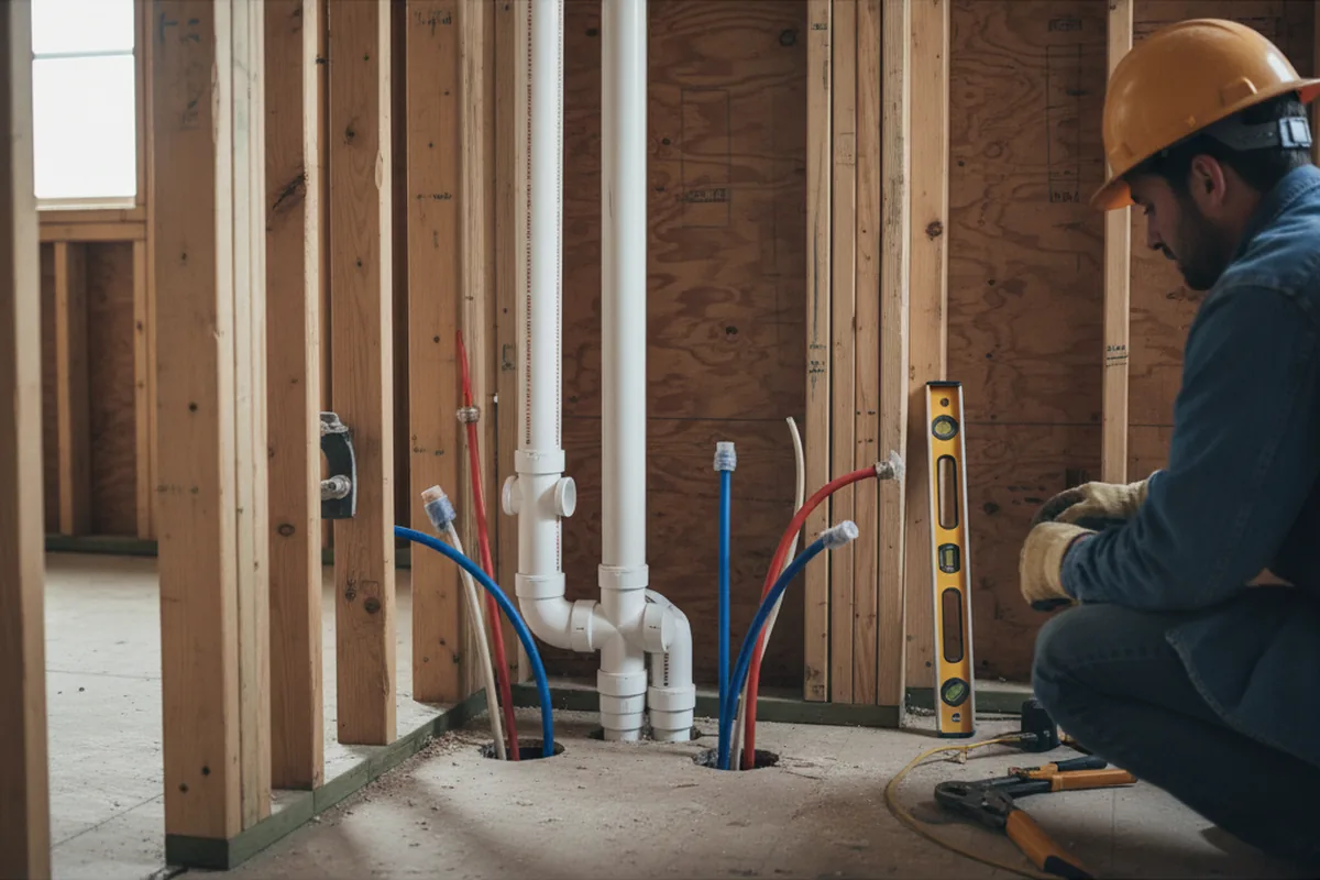 Drain and supply rough-in during Drain Cleaning in Slinger