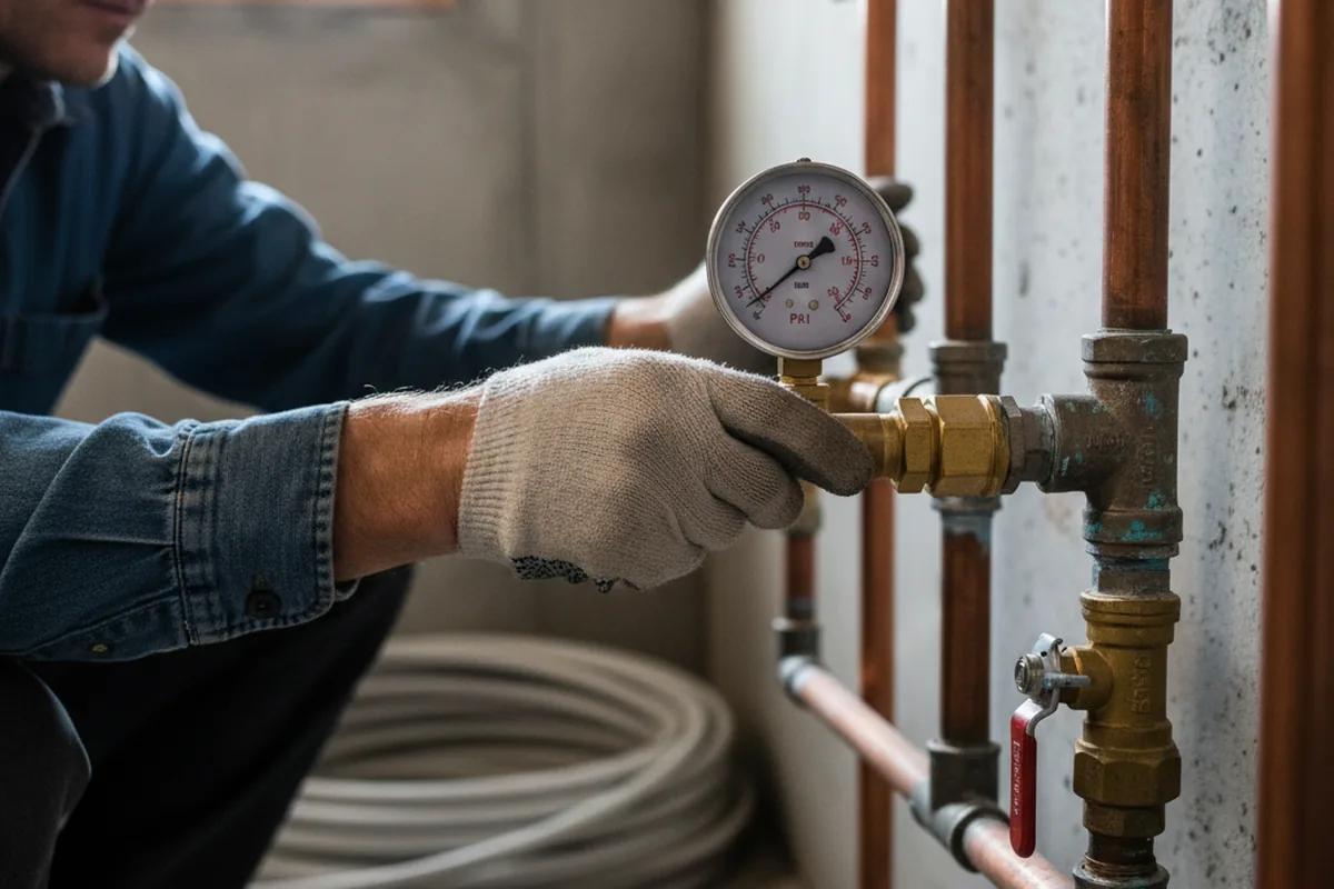 Pressure testing a repaired line during Water Line Repair in Slinger