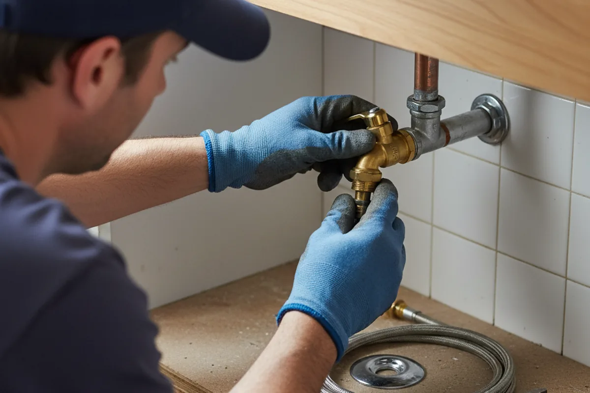 Shutoff valve and fitting work during Faucet and Fixture Repair in Slinger